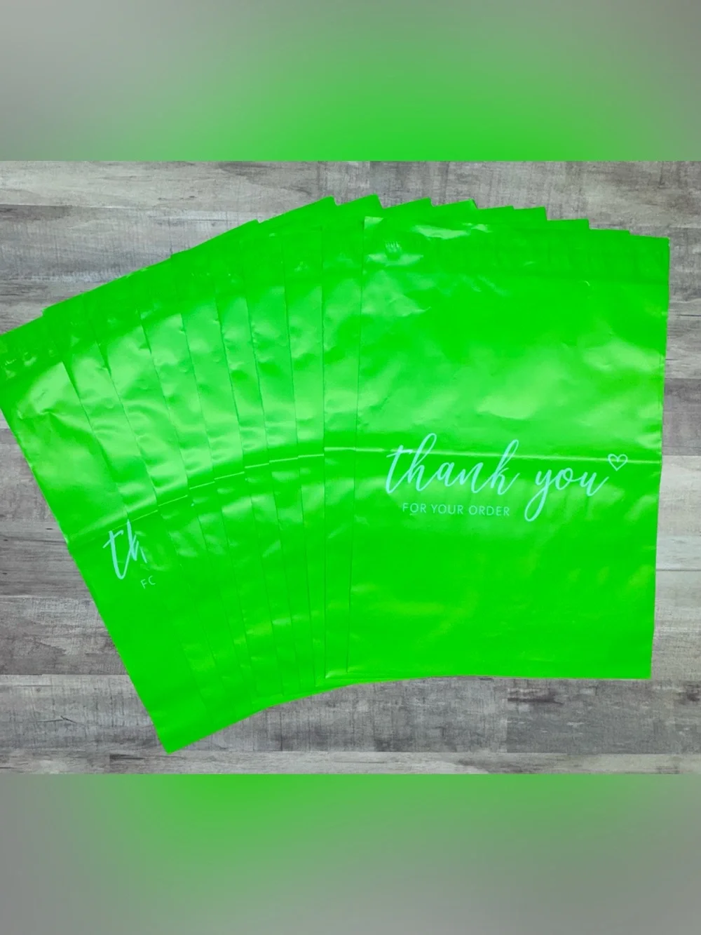 JinRuiKJ 'Thank You For Your Order' Poly Mailer Vibrant Green Bags 10x13